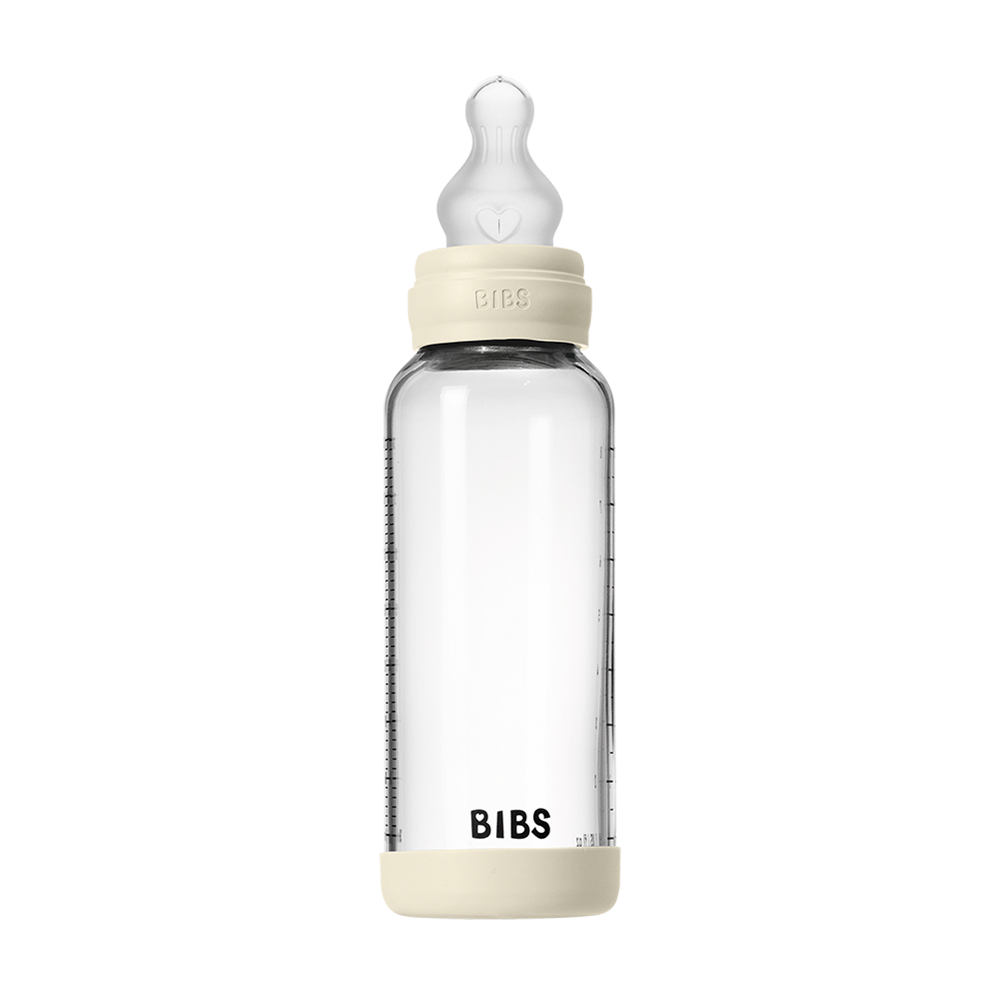 Set de biberons en verre 240ml avec tétine en silicone - Ivory